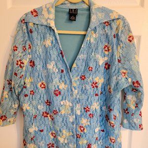 Plus Size 1x Blue Floral top by INC